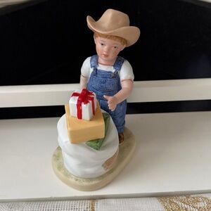 Homco Denim Days Boy with Gifts Figurine